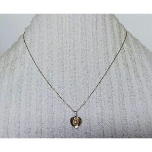 Vintage Jewels by Dansal Sterling Silver Pearl & Heart Pendant Necklace 18 in